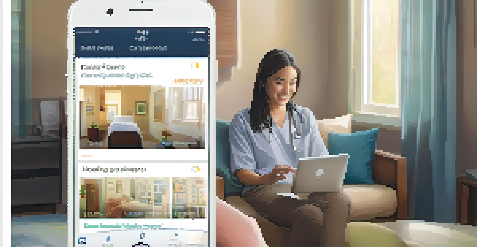 A patient accessing their electronic health record on a mobile device in a cozy living room, highlighting patient engagement.