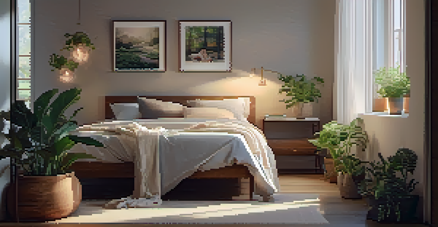 A woman relaxing in bed with a book, surrounded by a cozy and softly lit bedroom.
