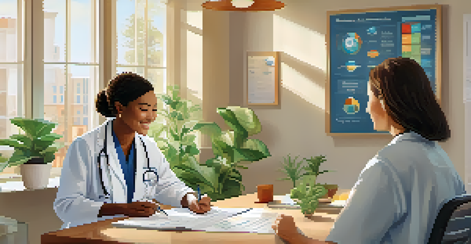 A healthcare provider working on a personalized treatment plan with a smiling patient, surrounded by charts and a sunny atmosphere.