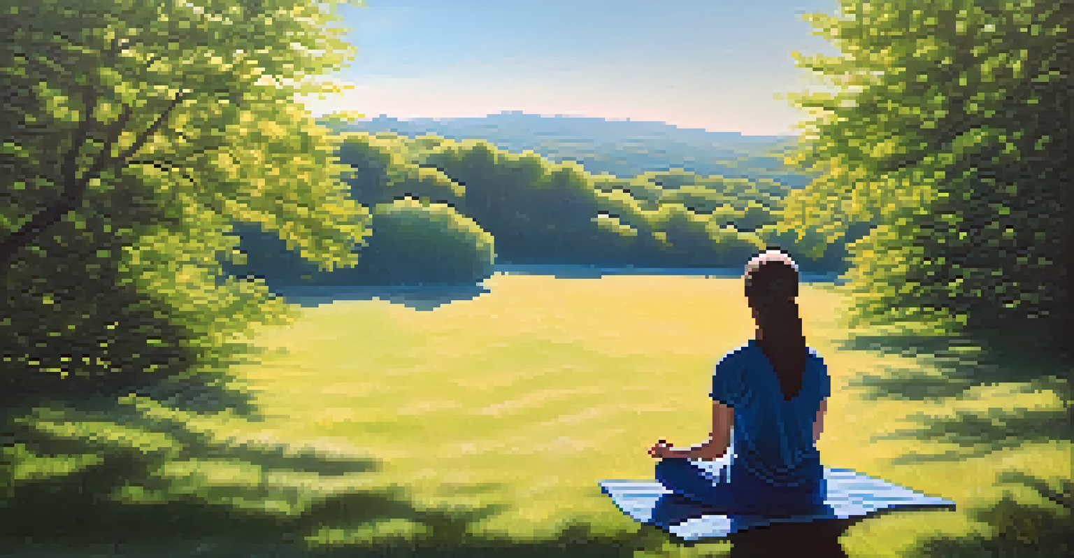 A person meditating in nature, representing the connection between mindfulness and gut health.
