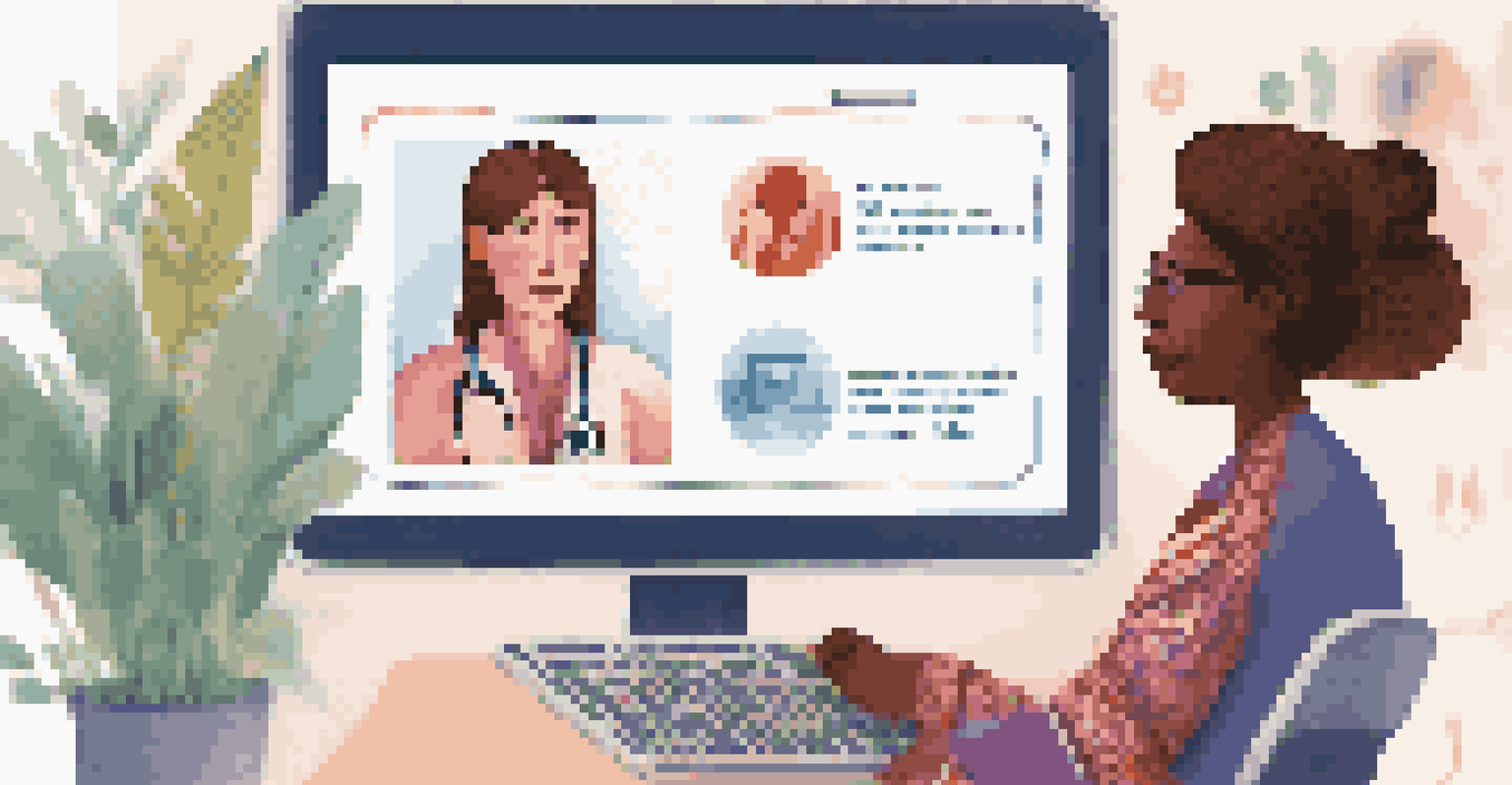 A telehealth consultation on a digital device, showcasing a healthcare provider and a patient communicating in their preferred language with cultural elements in the background.