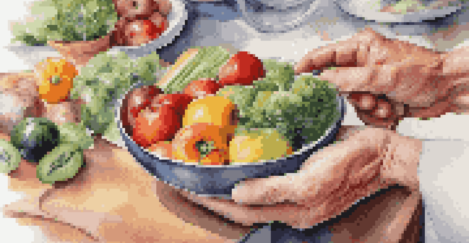 A health coach's hands holding a plate of fresh fruits and vegetables in a cozy kitchen.