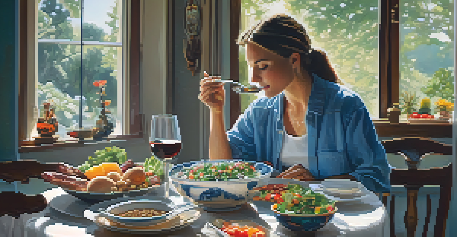A person enjoying a balanced meal rich in zinc at a dining table, with various dishes and natural light creating a warm atmosphere.
