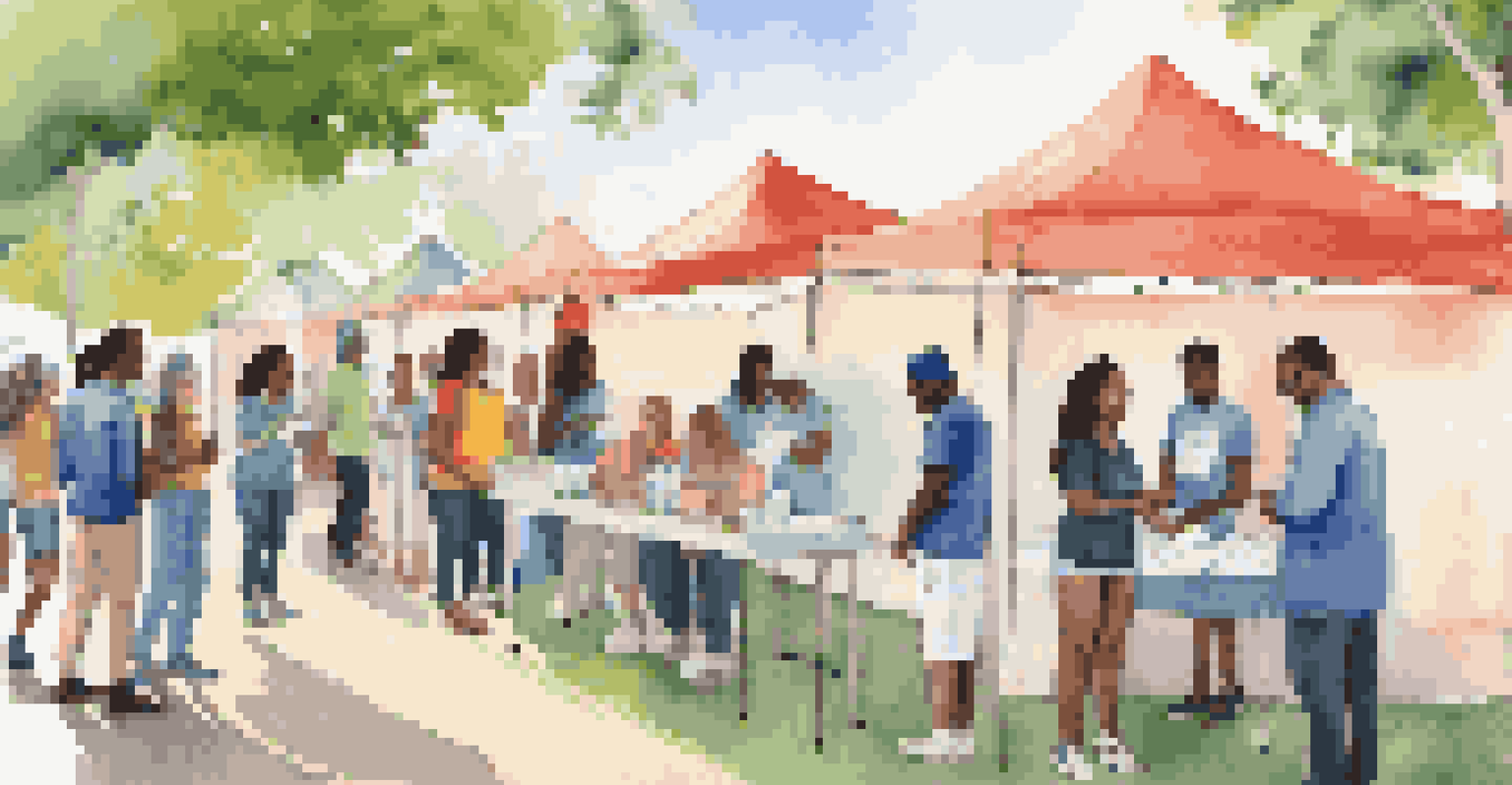 A diverse group of young adults at an outdoor health screening event, engaging with healthcare professionals.