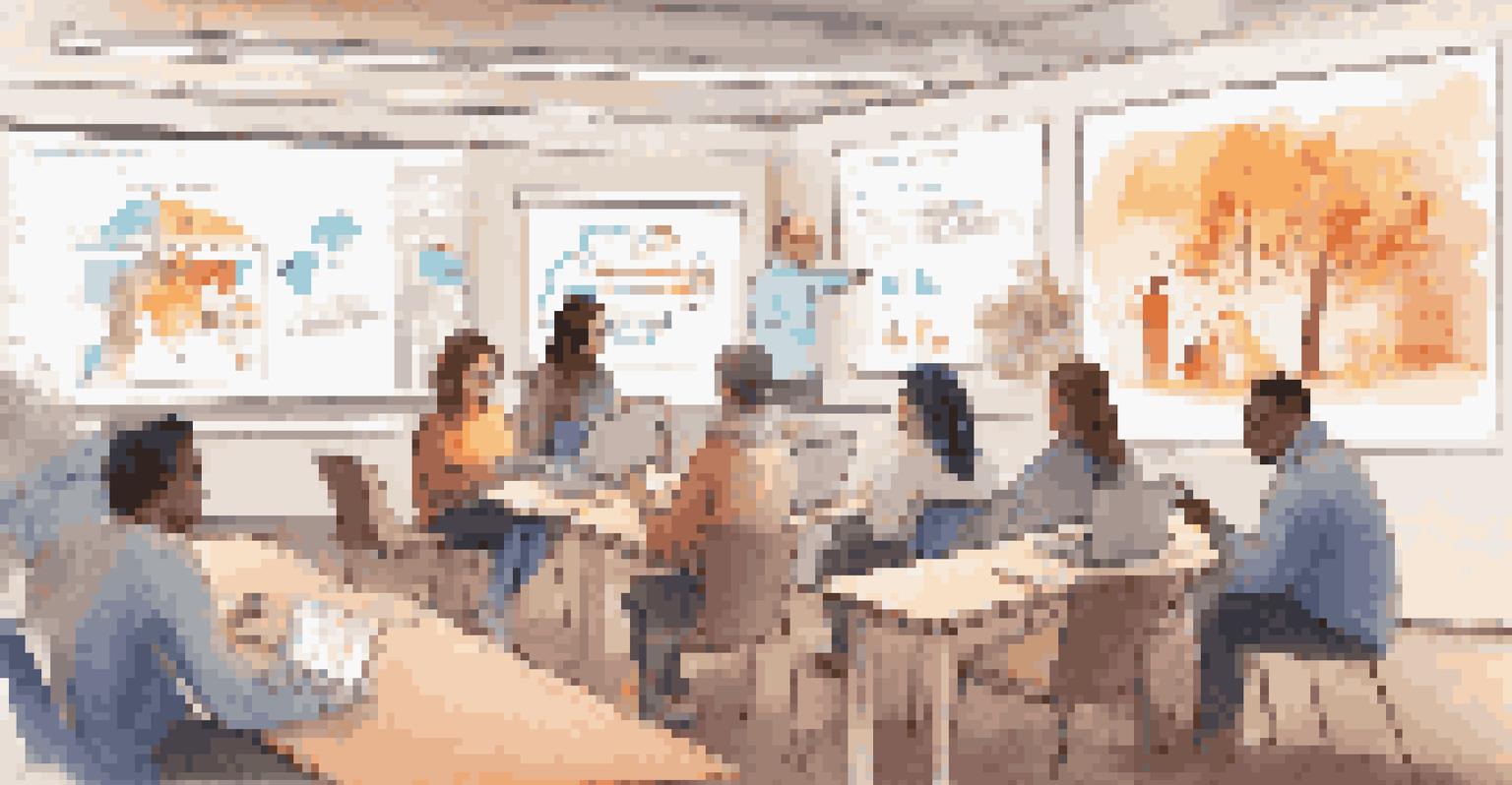 Participants engaged in a digital learning session on health topics, surrounded by educational materials in a cozy room.