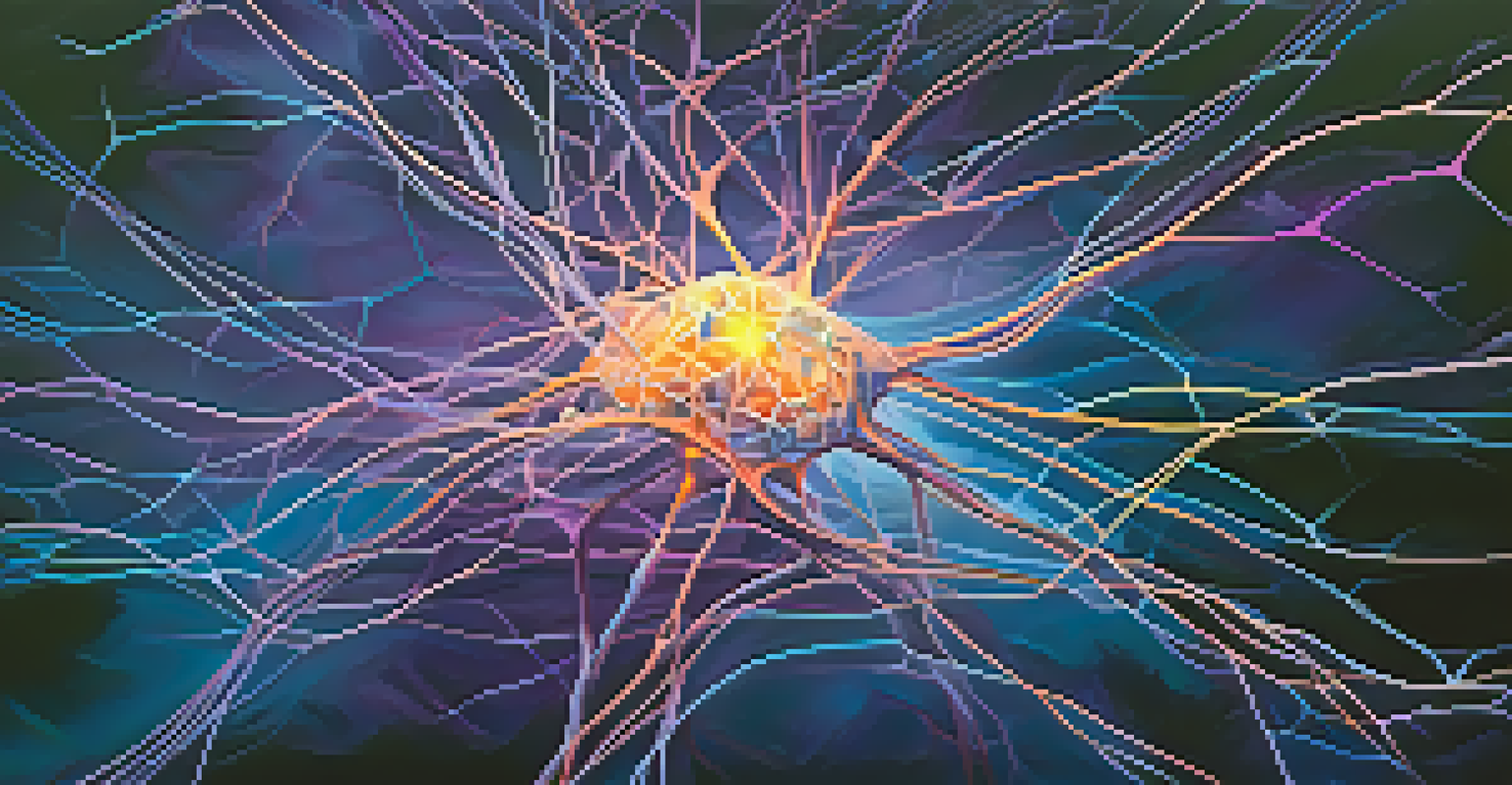 An abstract image of glowing neural connections and synapses in blue and purple hues, illustrating the concept of neuroplasticity.