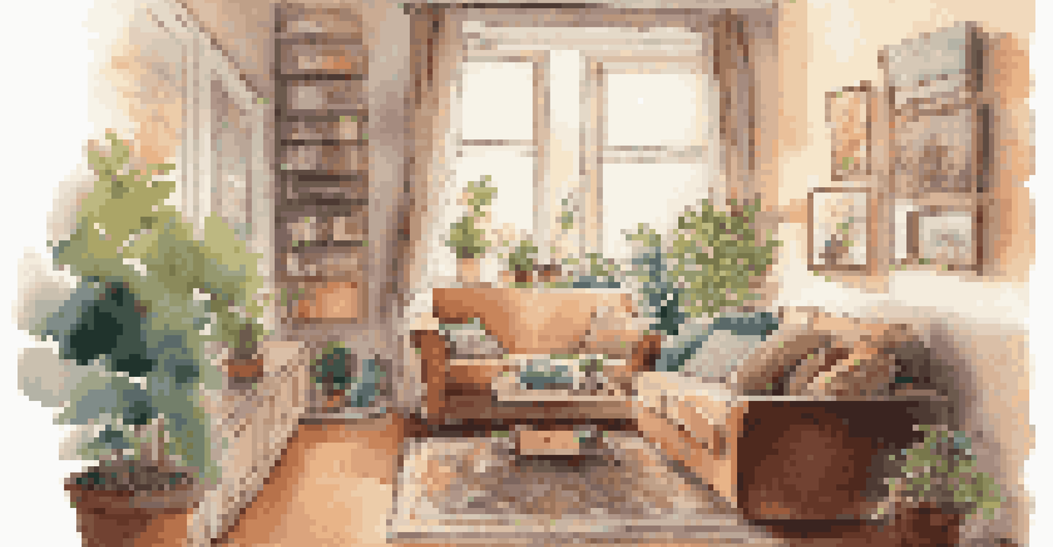 A teenager sitting on a cozy couch in a warmly lit living room, journaling with a cup of tea nearby.