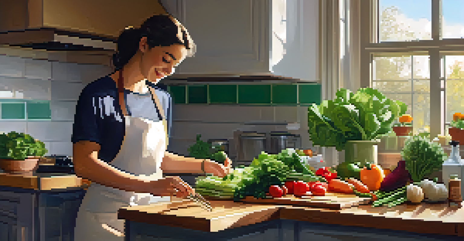 A person cooking a nutritious meal in a bright and inviting kitchen.