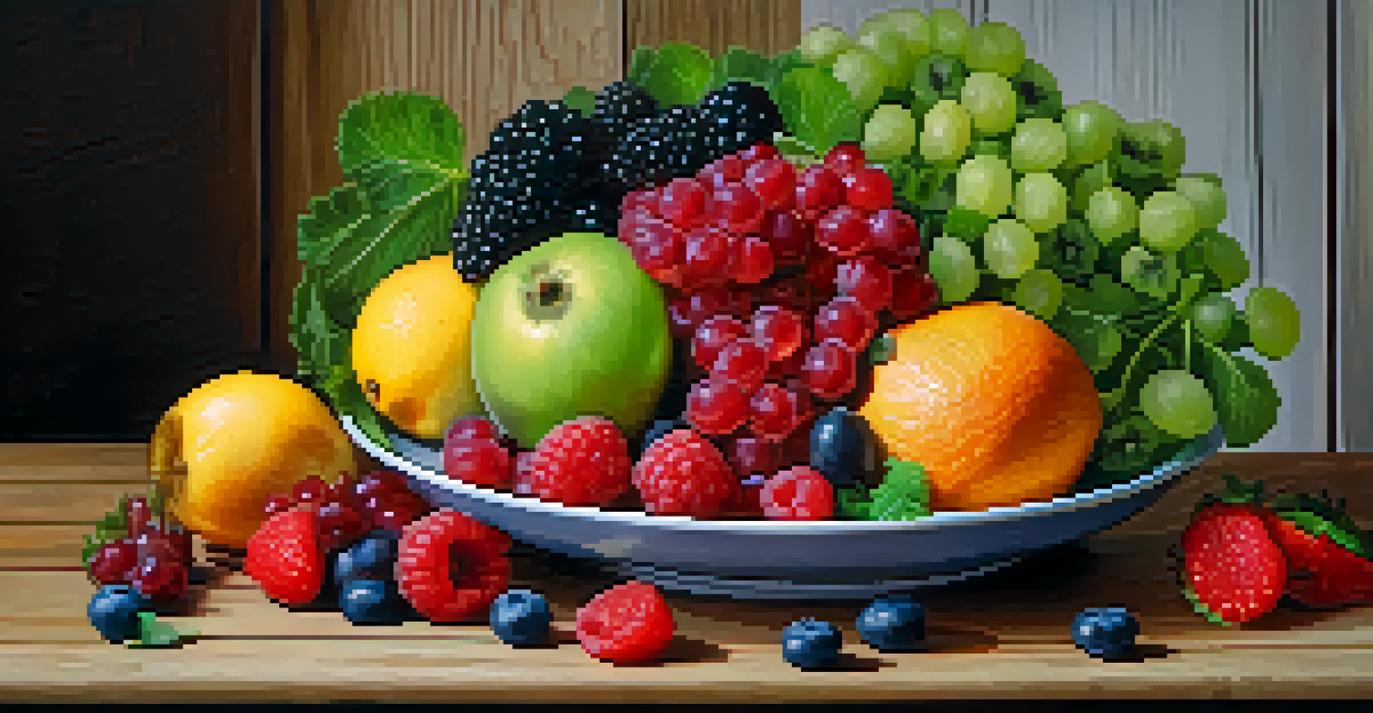 A close-up of a plate filled with colorful fruits and vegetables, showcasing the concept of mindful eating.