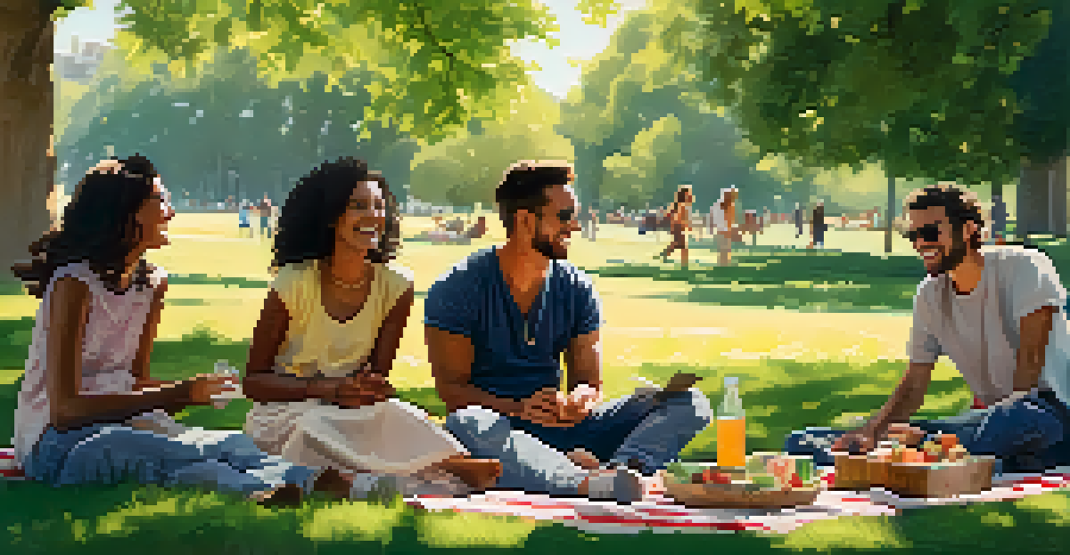 Friends enjoying a picnic in a sunny park, emphasizing the importance of social connections.