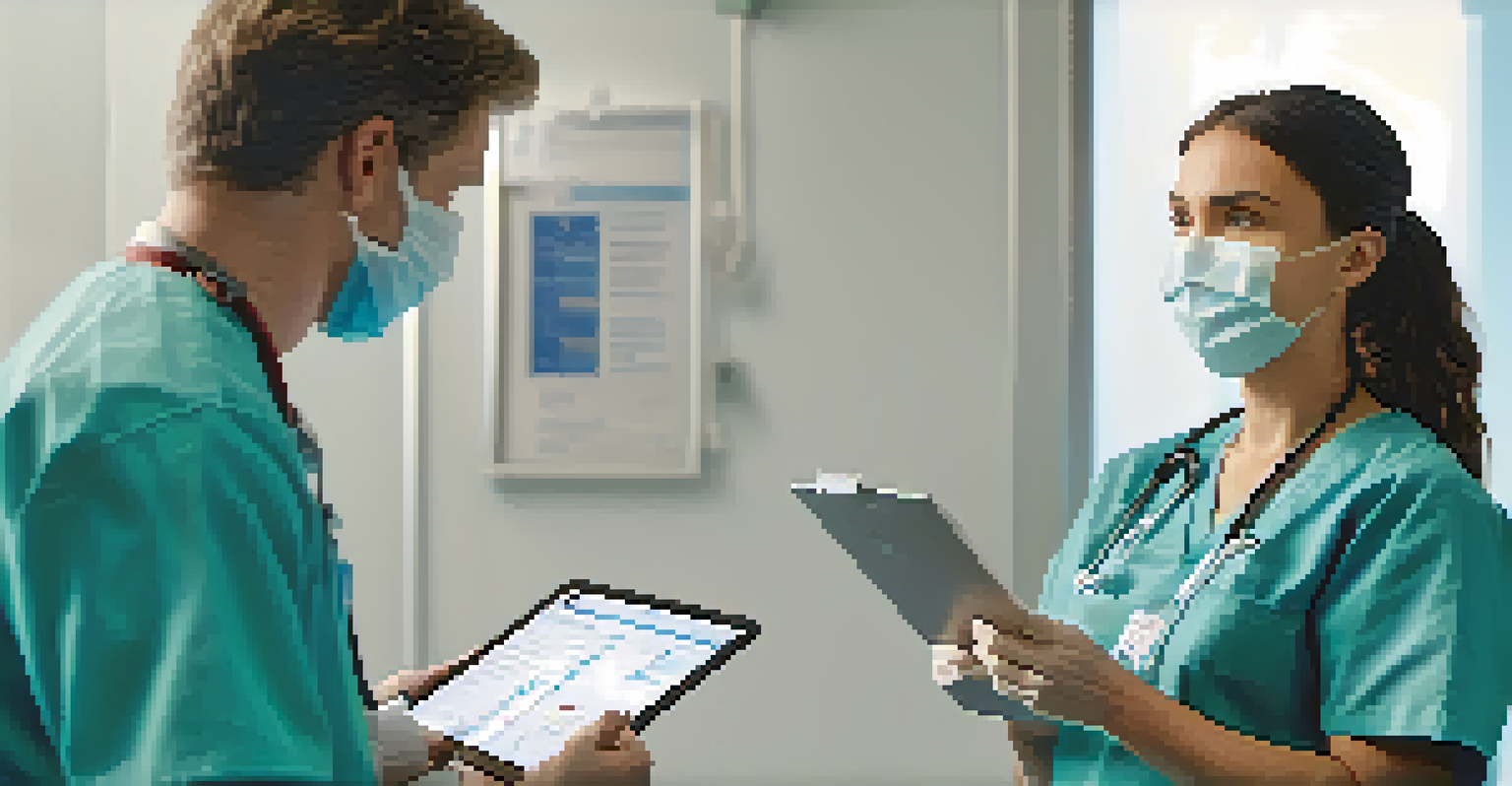 A healthcare professional discussing vaccination options with a patient in a clinic.