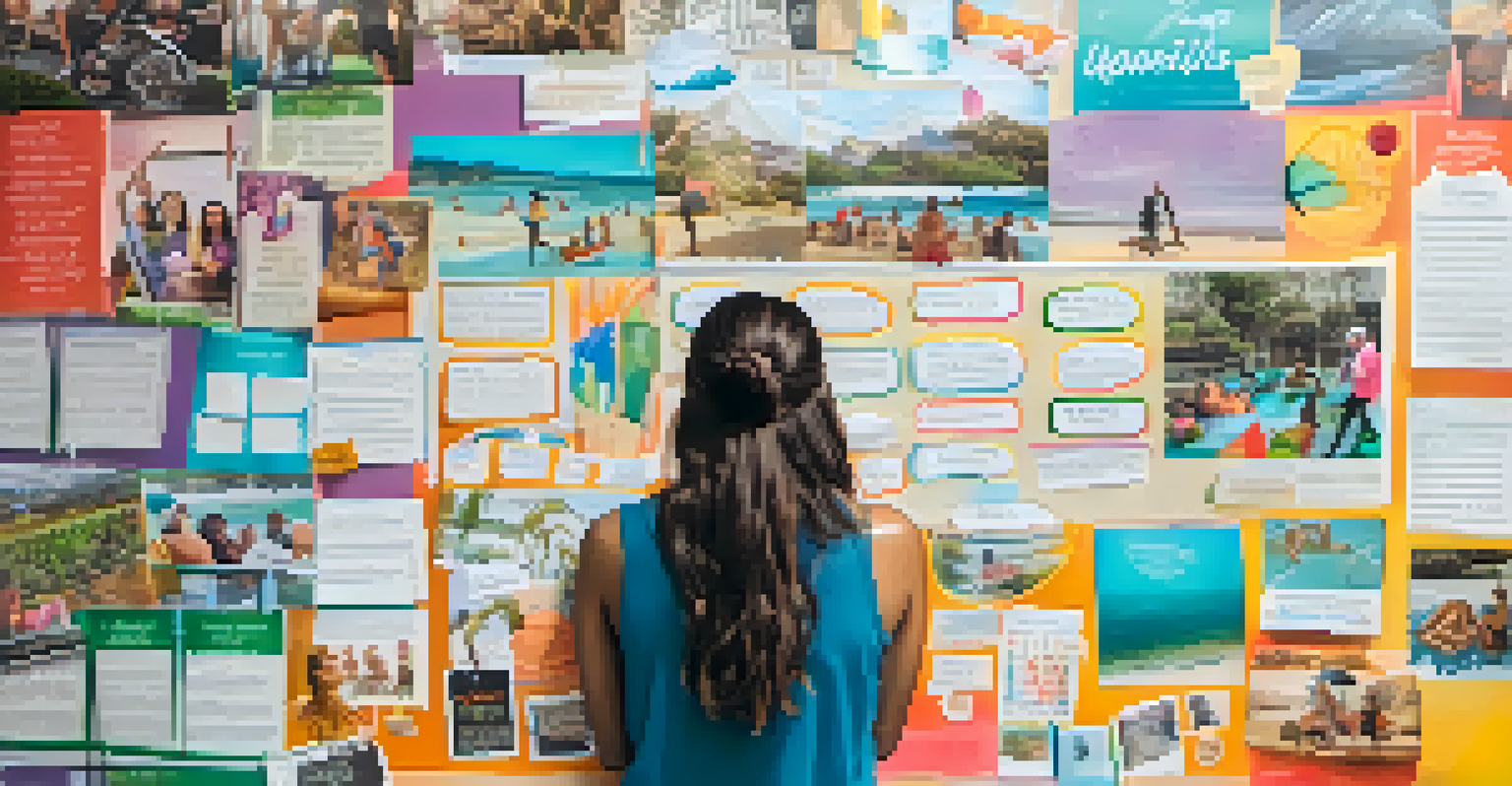 A vision board full of images and quotes related to health and recovery, with a person smiling in the foreground.