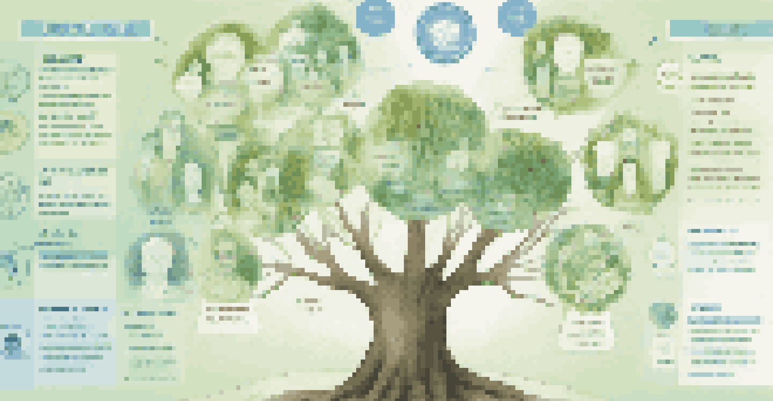 An infographic illustrating a family tree with health conditions noted in a clear and organized layout.