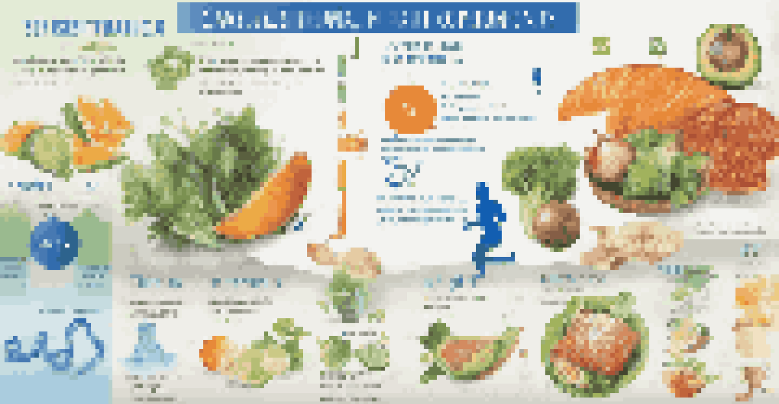An infographic displaying nutritional components for various sports using icons and vibrant colors.