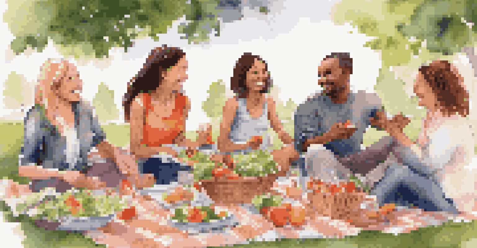 A diverse family enjoying a picnic in a sunny park with allergy-friendly food on a blanket.