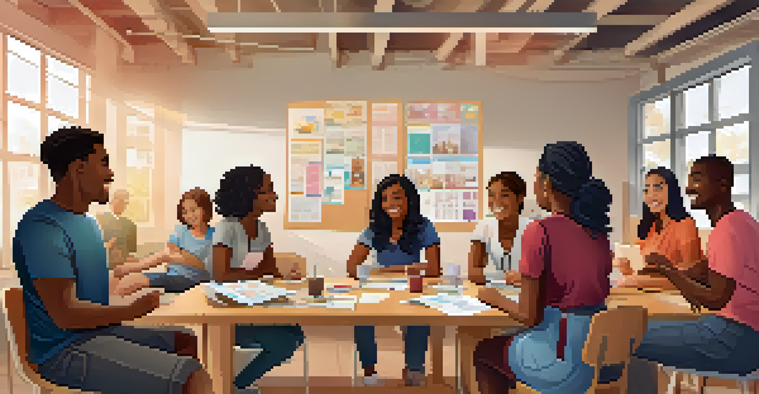 A diverse group of young adults in a health awareness workshop, discussing preventive screenings.