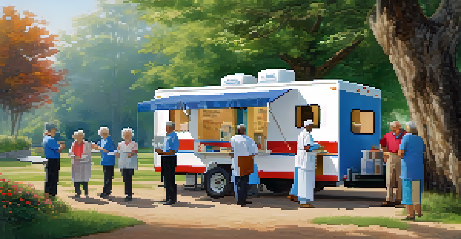 A mobile health clinic in a rural area providing healthcare services to older adults.