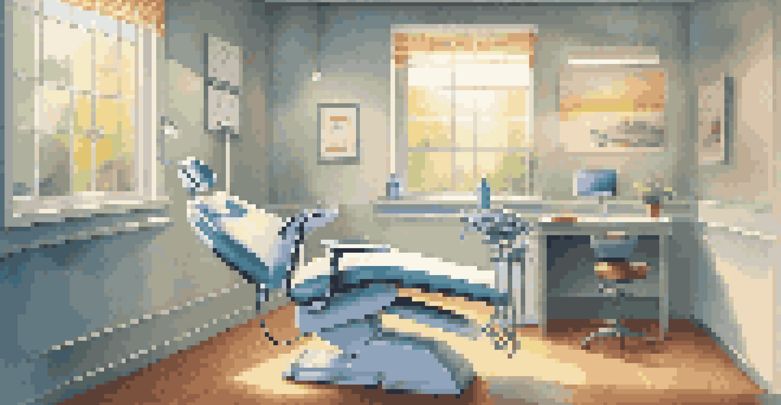 A welcoming dentist's office with a dental chair and tools, emphasizing a positive dental care environment.