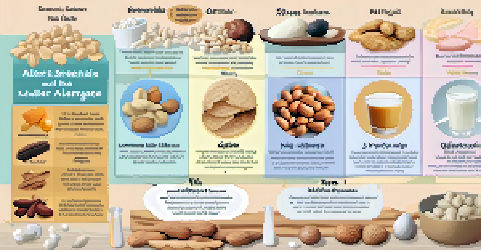 An infographic comparing food allergies and intolerances with illustrations of various foods and clear text.