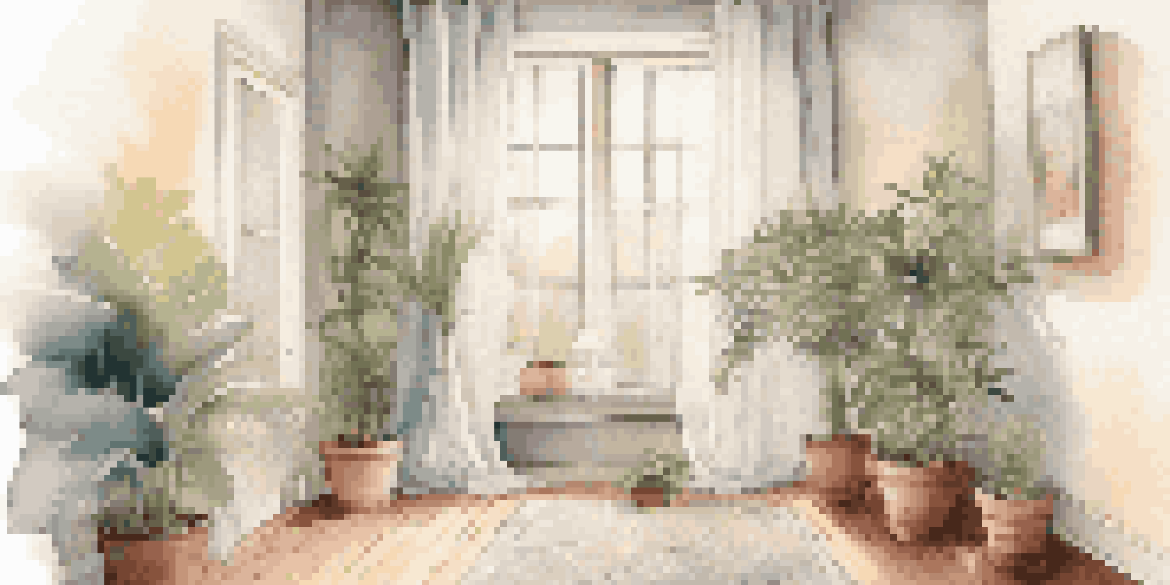 A tranquil meditation room with soft light, cushions, and plants, creating a calming environment.