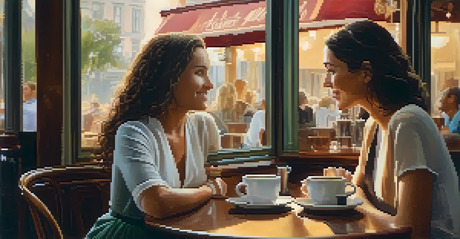 Two women in a cozy café setting, enjoying coffee and engaging in a thoughtful conversation about health.