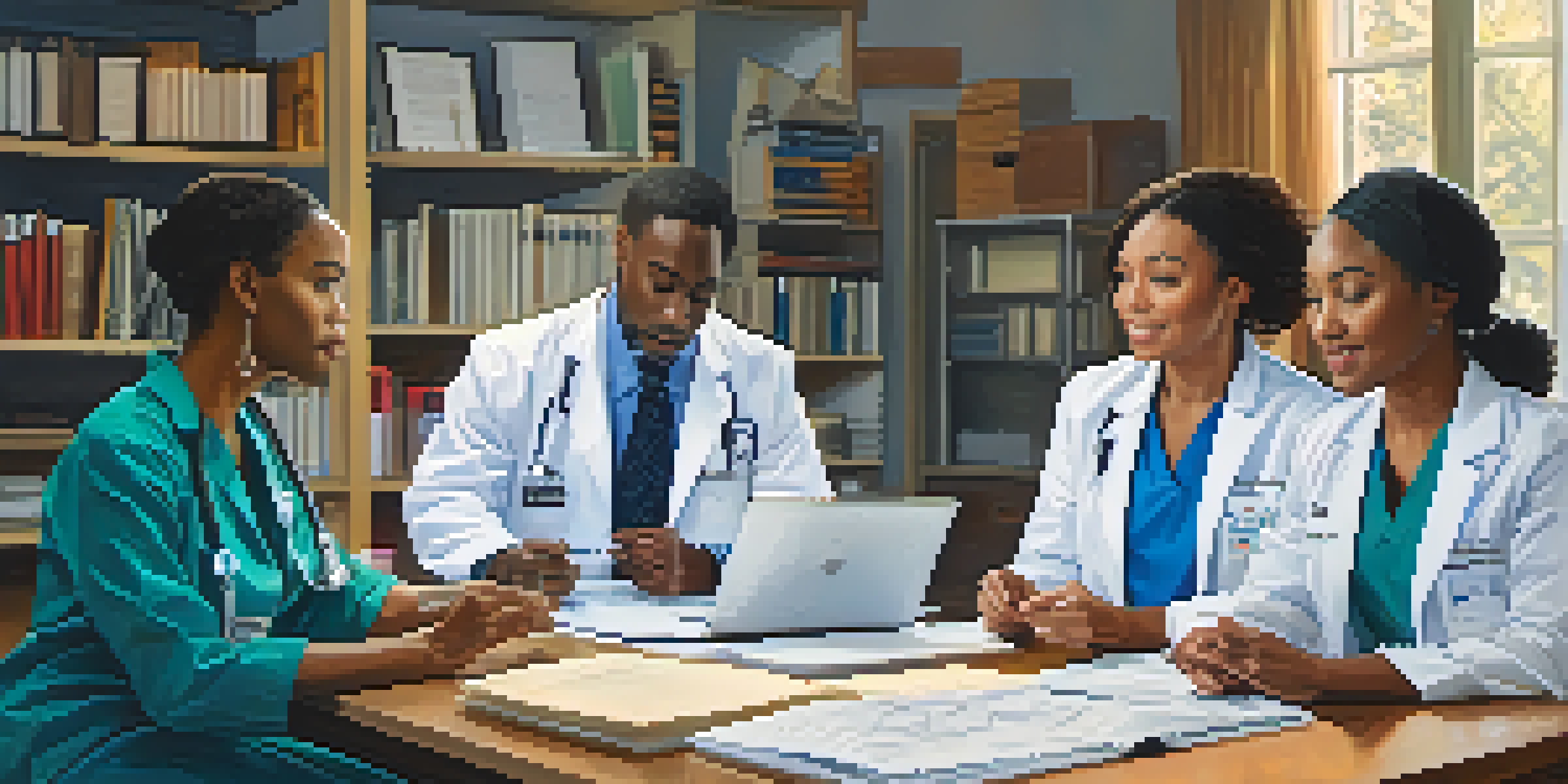 A diverse group of healthcare professionals discussing around a table, highlighting cultural competence in healthcare.