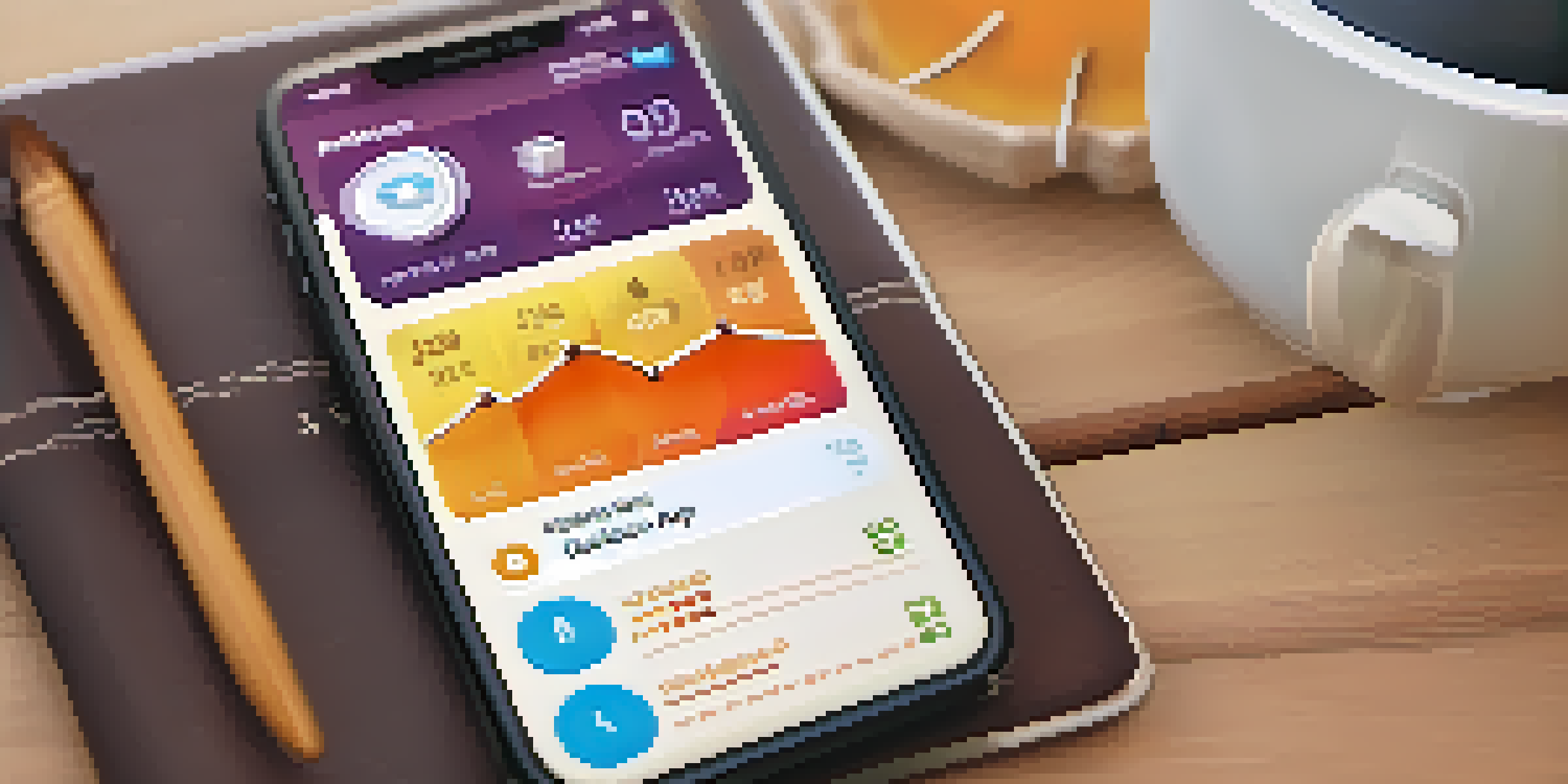 A smartphone with a diabetes management app interface in a cozy home environment.