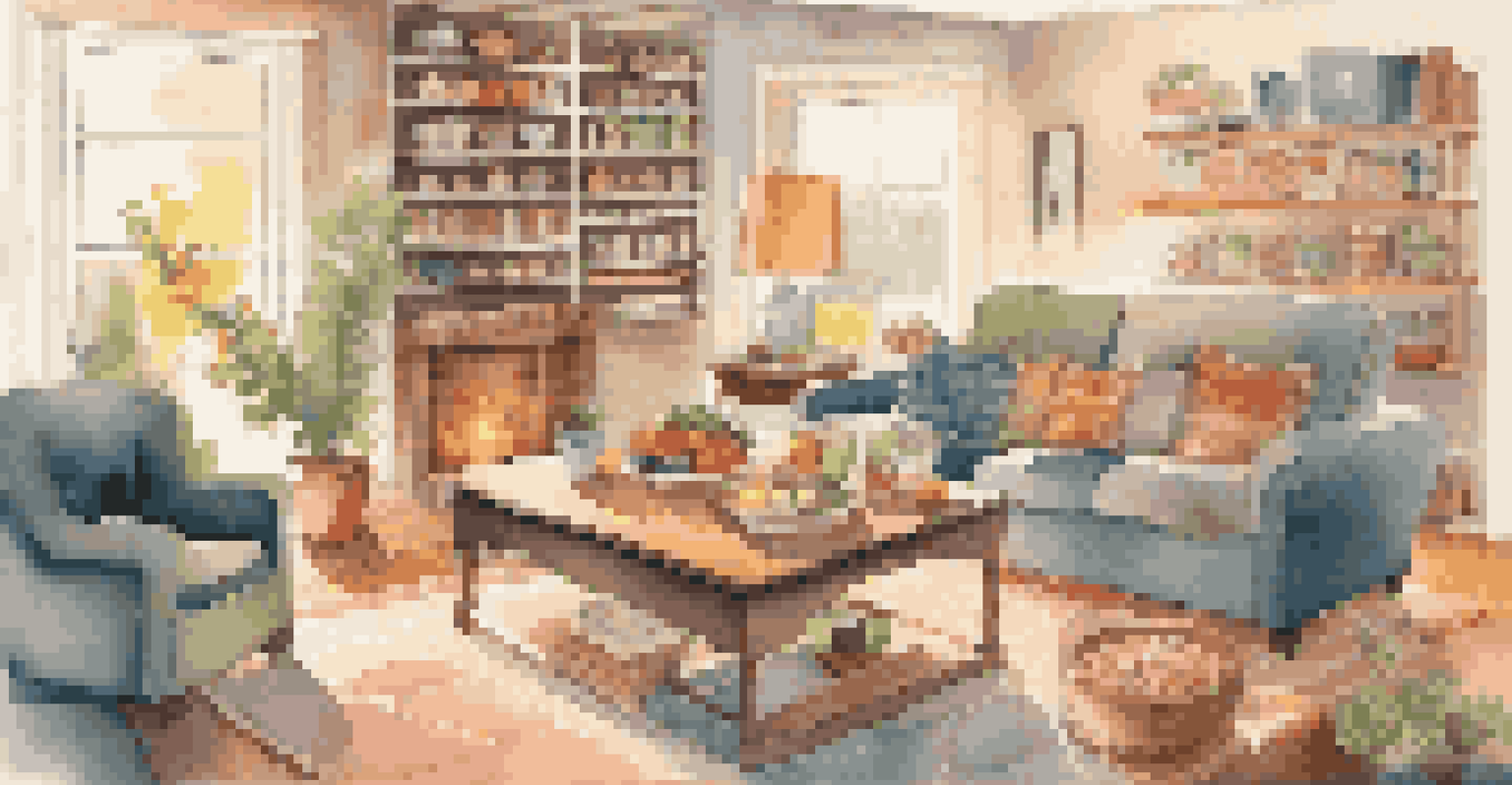 A family in a living room enjoying healthy snacks like yogurt with fruits and vegetables, with a cozy atmosphere.