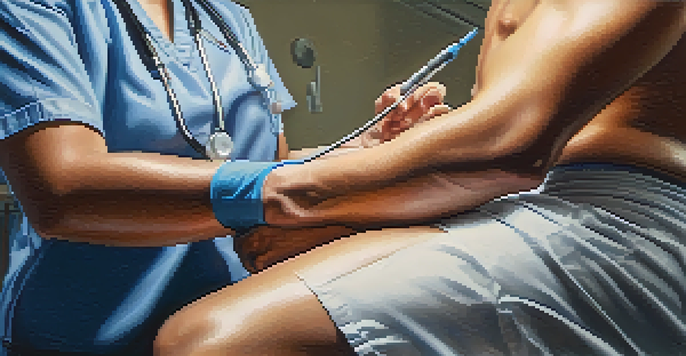 A physical therapist is applying TENS therapy to an athlete's lower back in a bright rehabilitation clinic, with electrodes visible on the skin.