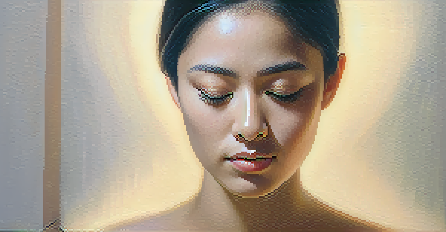 A close-up of a serene face with closed eyes, embodying calm and mindfulness during meditation.