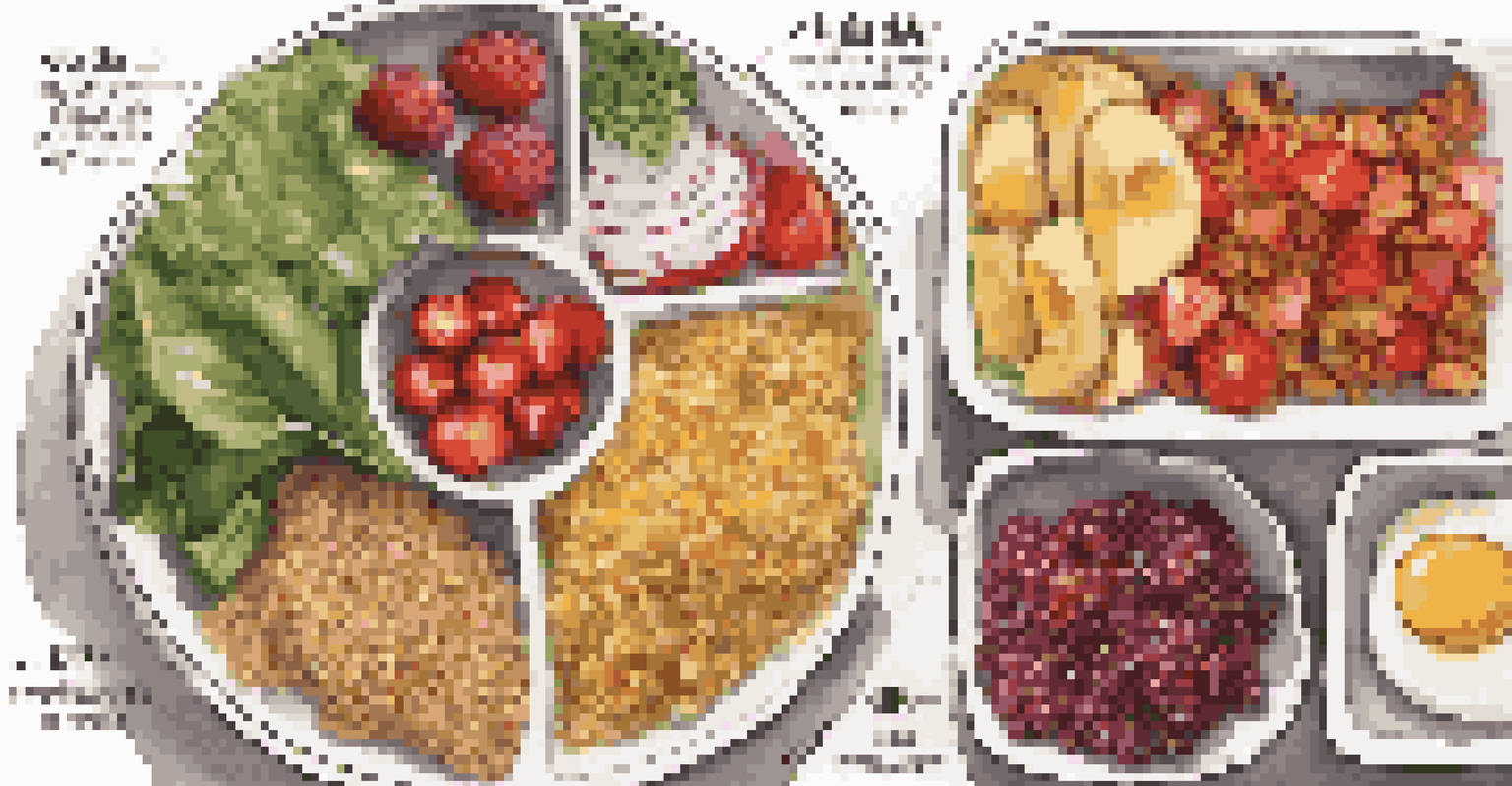 A balanced meal plate with sections for a colorful salad, whole grains, and lean proteins, with labels highlighting antioxidant benefits.