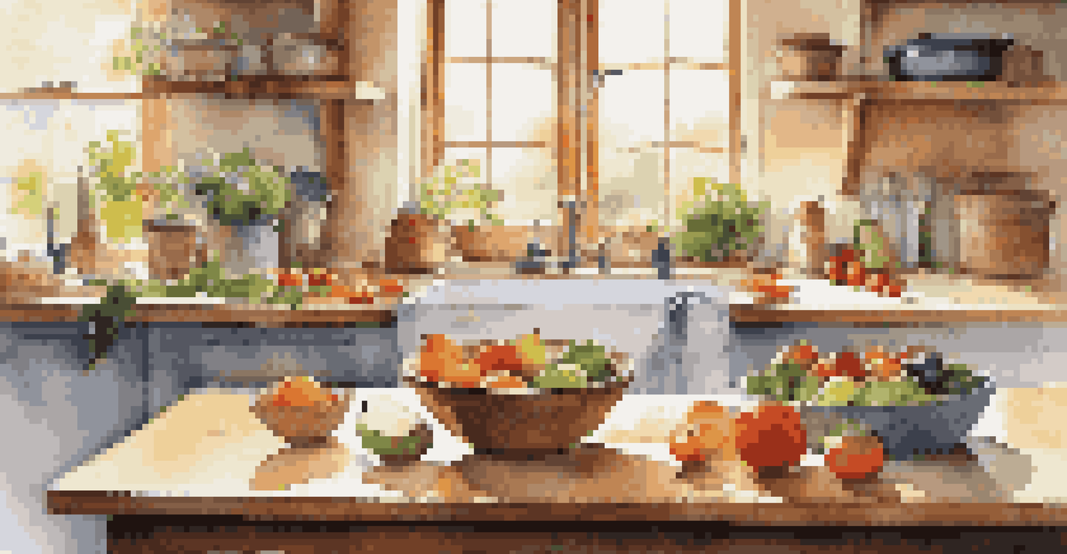 A kitchen table filled with fresh fruits, vegetables, and whole grains, with natural light coming through a window.