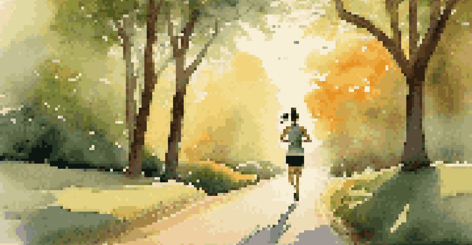 A person jogging in a green park at sunset, highlighting the importance of exercise for better sleep quality.