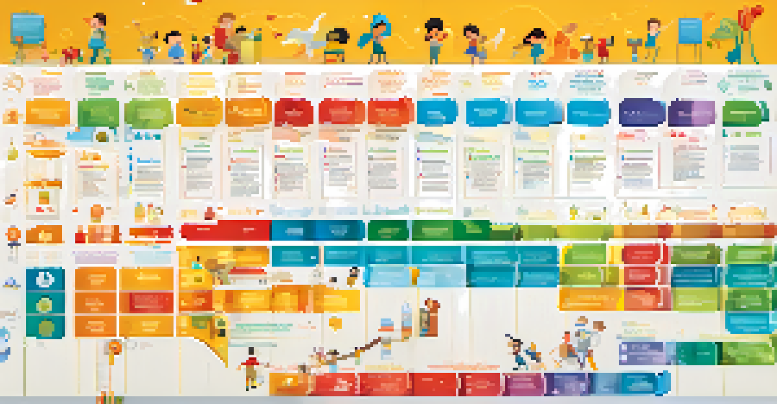 An infographic showing a timeline of children's vaccination schedules with colorful icons and a smiling family, aimed at educating parents.
