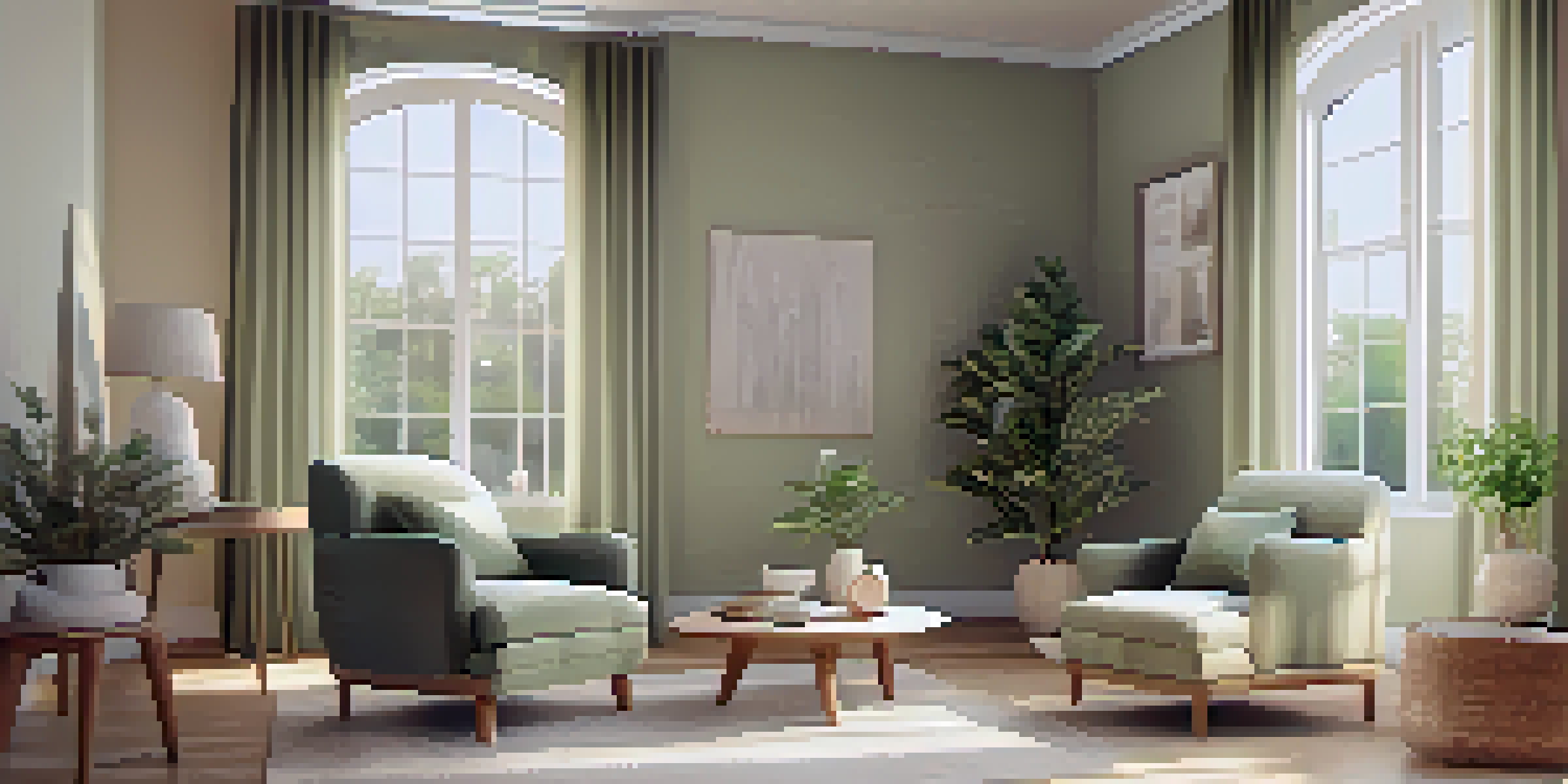 A tranquil room for mental health recovery with soft lighting, a cozy armchair, and calming decor.