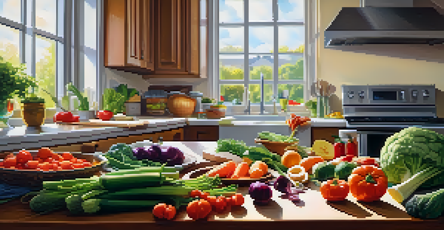 A person chopping colorful vegetables in a bright kitchen, emphasizing healthy meal preparation.