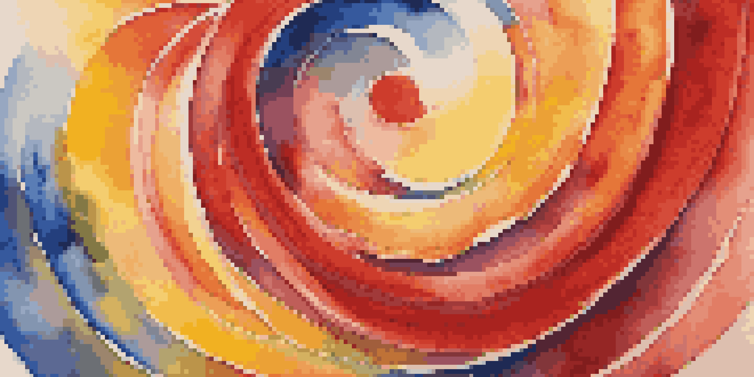 A vibrant abstract image illustrating color therapy with swirls of red, yellow, and blue.