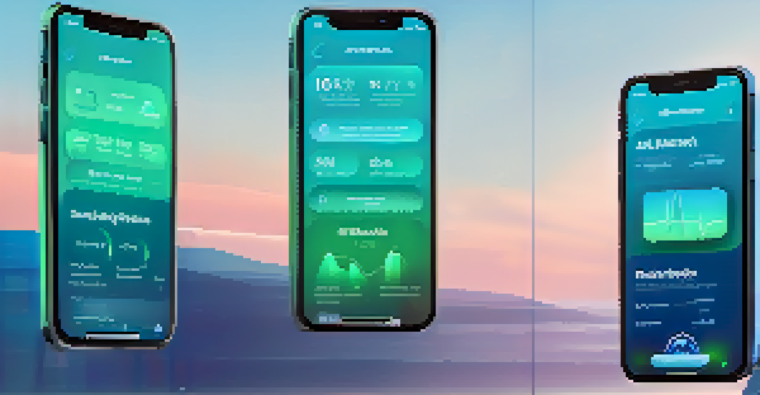 A futuristic health app interface with AI insights and a modern design.