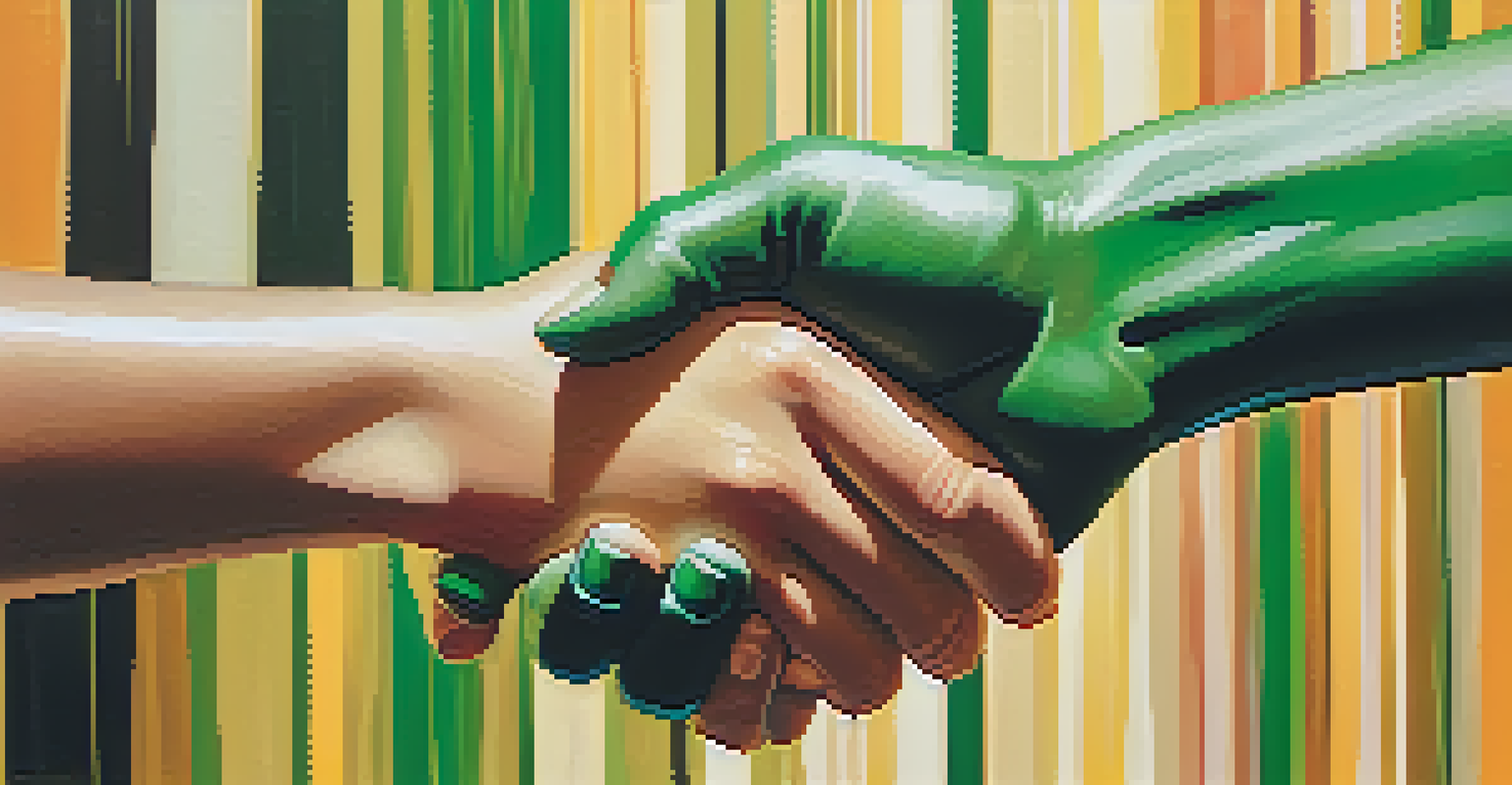A close-up of two hands shaking, symbolizing collaboration and unity against a warm, blurred background.