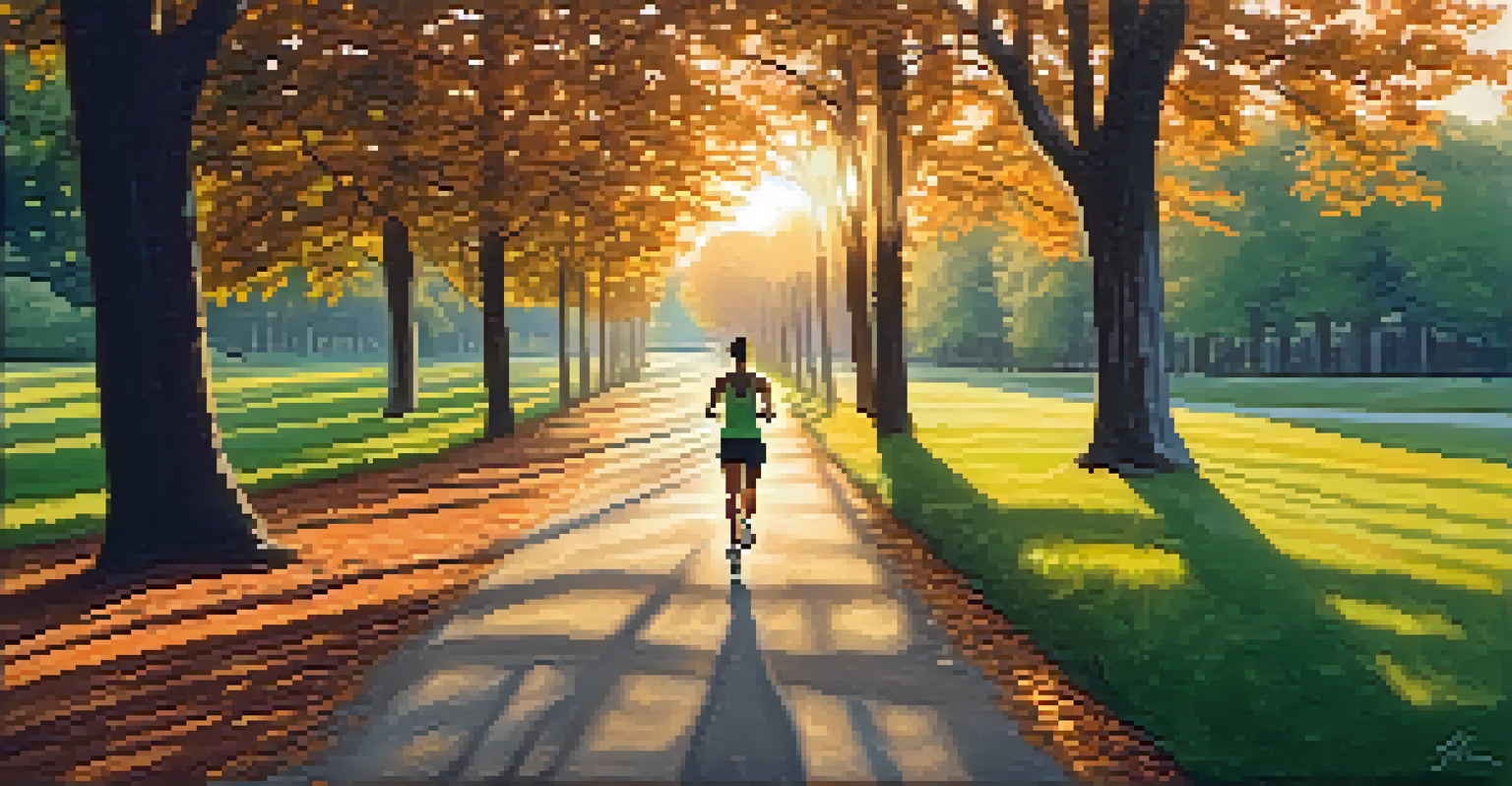 A person jogging along a sunlit park path, surrounded by trees, symbolizing a personal fitness journey and setting clear expectations.