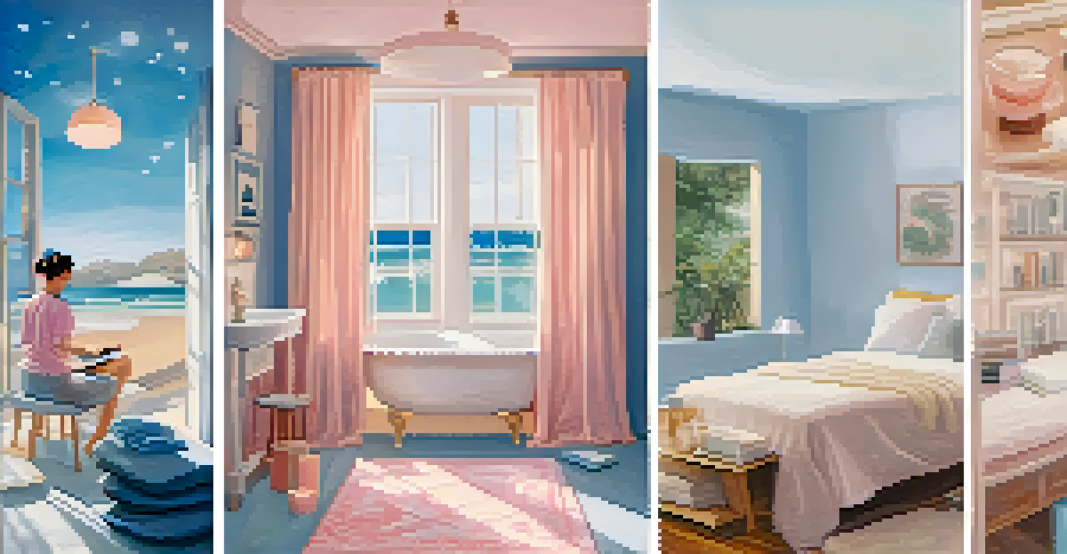 A collage of self-care activities including jogging, reading, and a bubble bath.