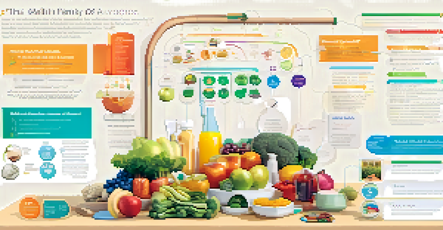 An infographic illustrating the connection between lifestyle choices and family health history with images of healthy foods and exercise.