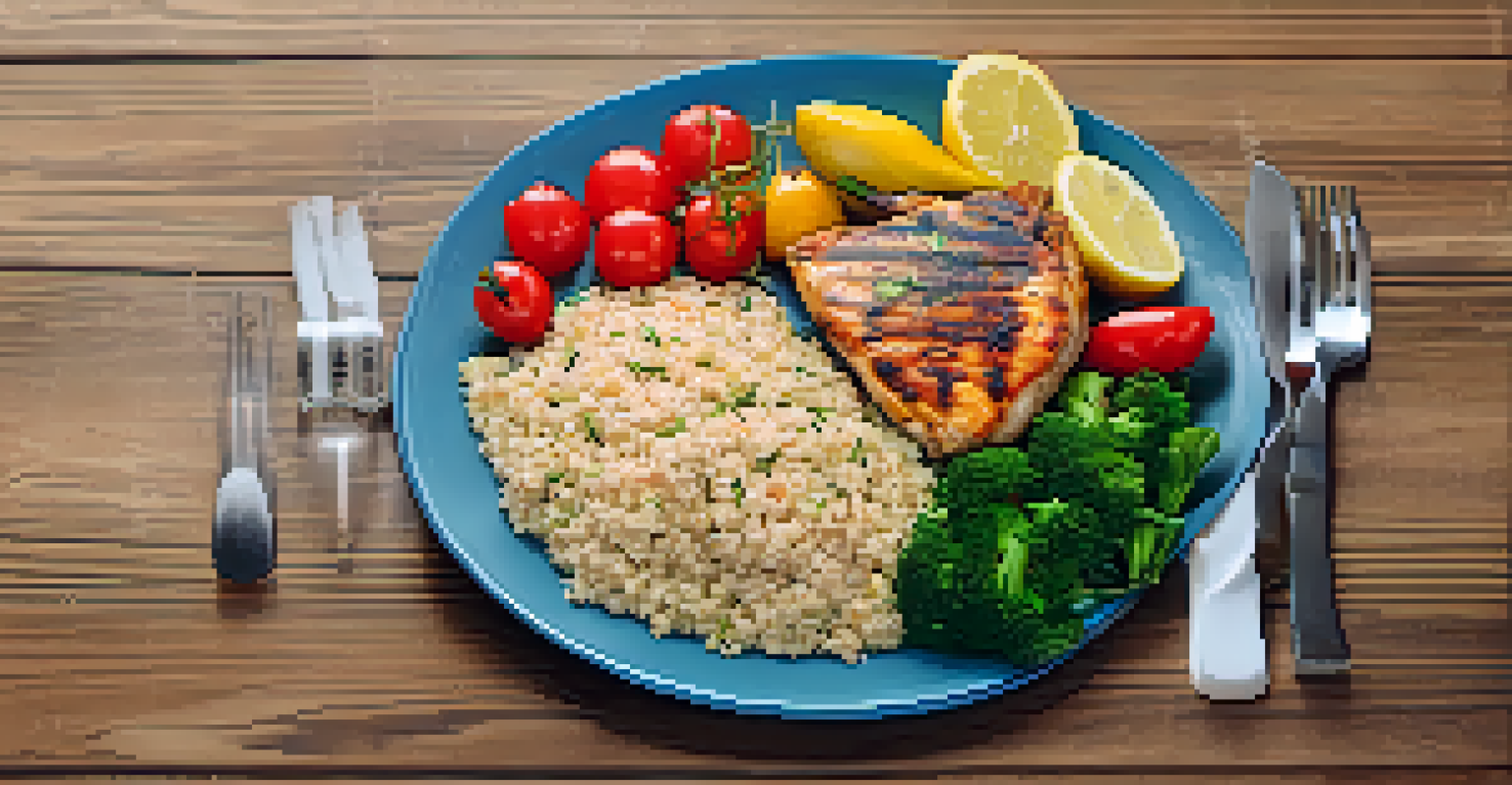 A healthy meal of grilled chicken, vegetables, and quinoa for an athlete's recovery.