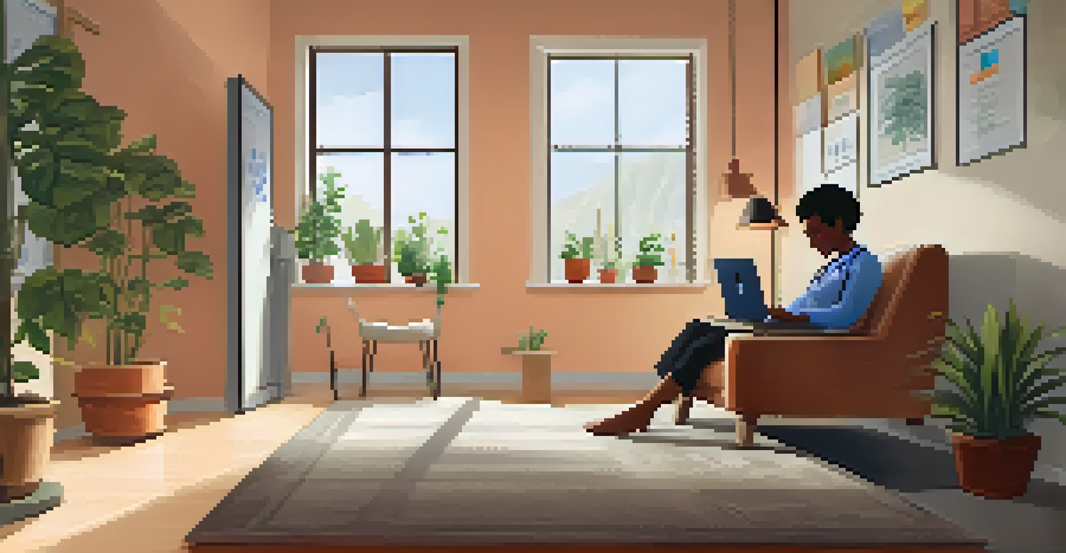 An individual participating in a telemedicine consultation for sleep health, in a comfortable and inviting setting.