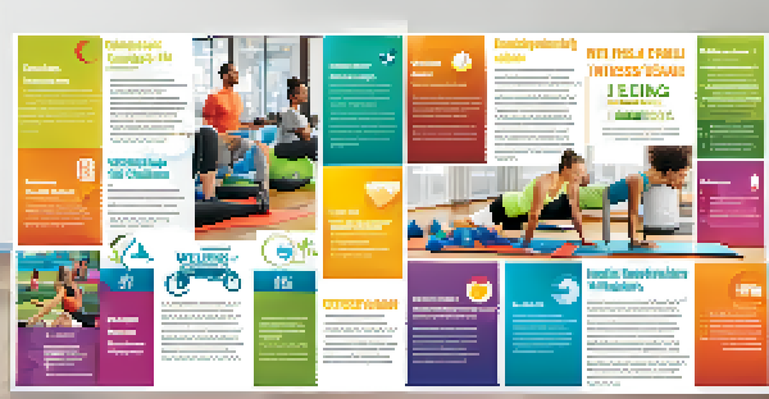 An infographic illustrating different wellness program initiatives with colorful icons and sections for each program.