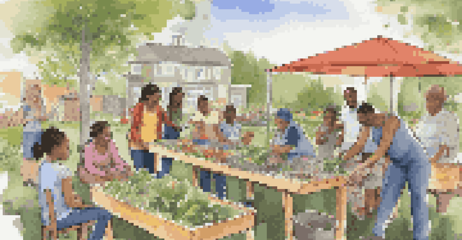 A diverse group of people attending a gardening workshop with an instructor demonstrating composting techniques.