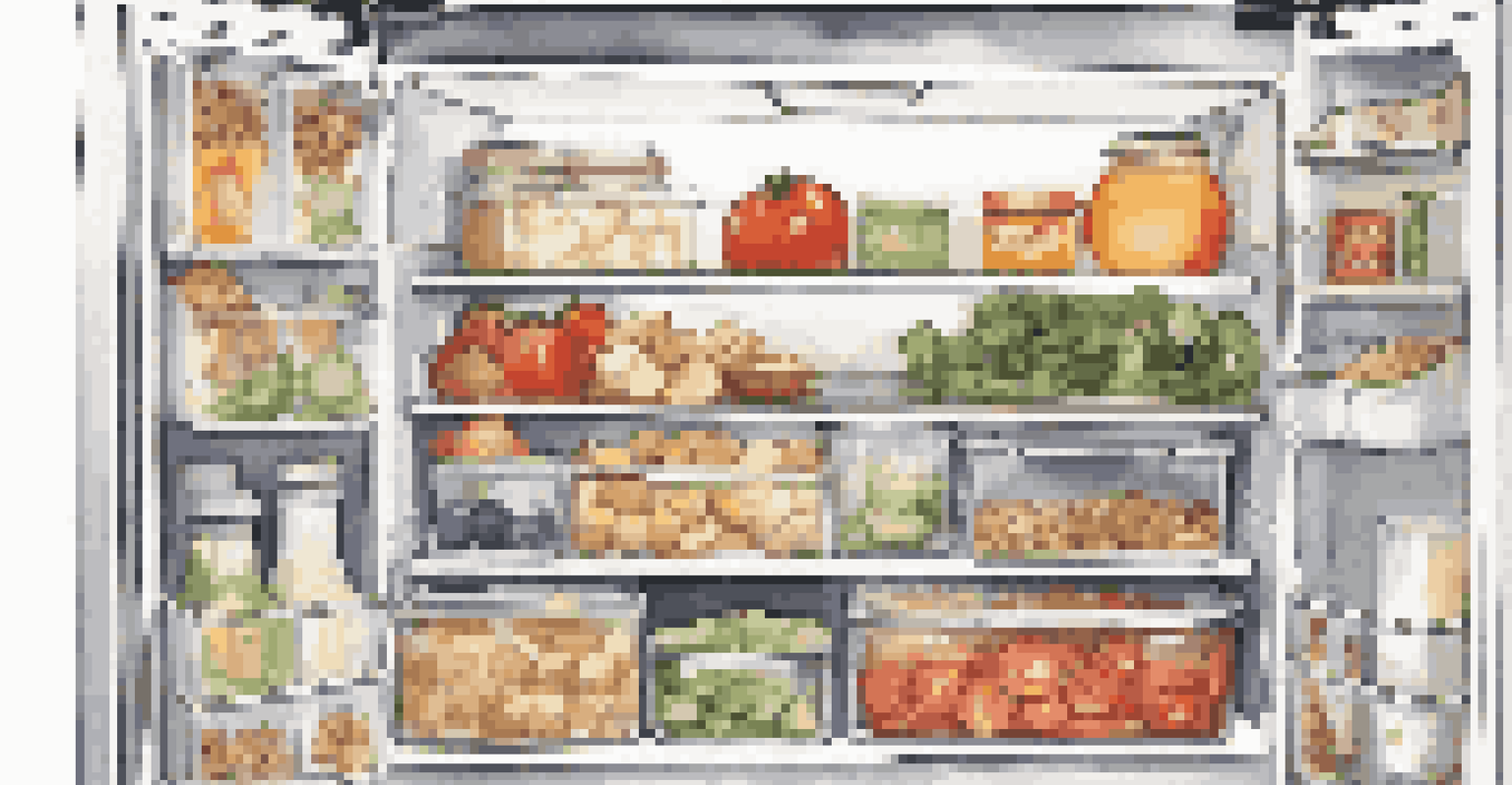 A refrigerator's snack station with healthy snacks like cut-up vegetables, yogurt, and nuts, brightly lit and inviting.