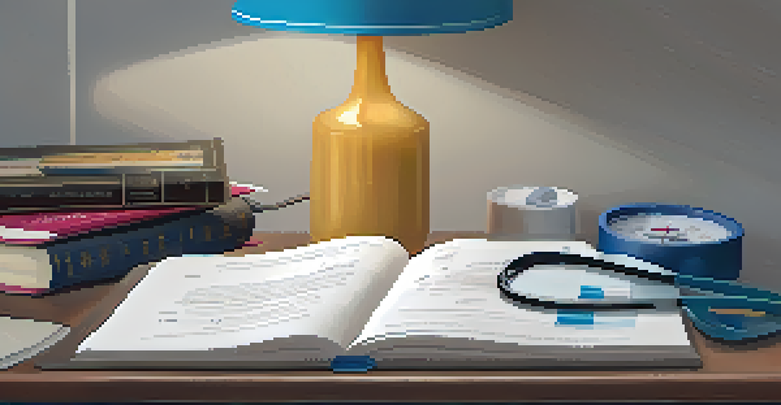 A close-up of a checklist for sleep hygiene next to a sleep mask and a white noise machine, with a cozy bed in the background.
