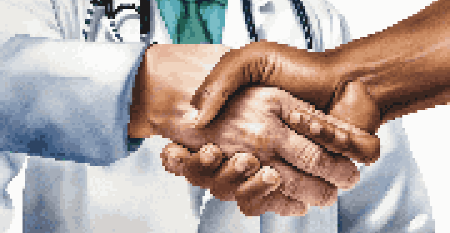 Close-up of a healthcare provider and a patient shaking hands, representing trust and partnership in healthcare.