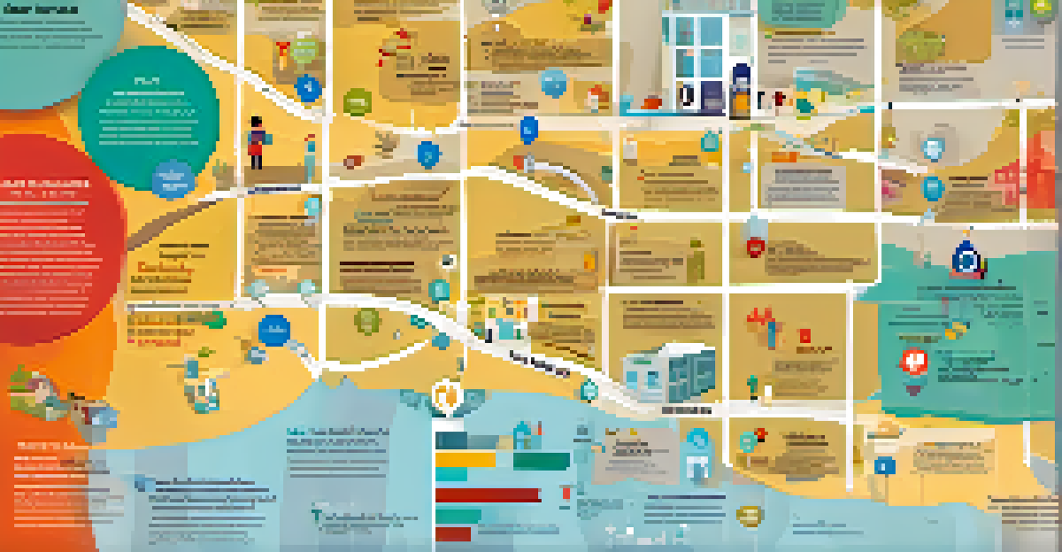 An infographic illustrating health disparities in a community, with a map and statistics in a colorful design.